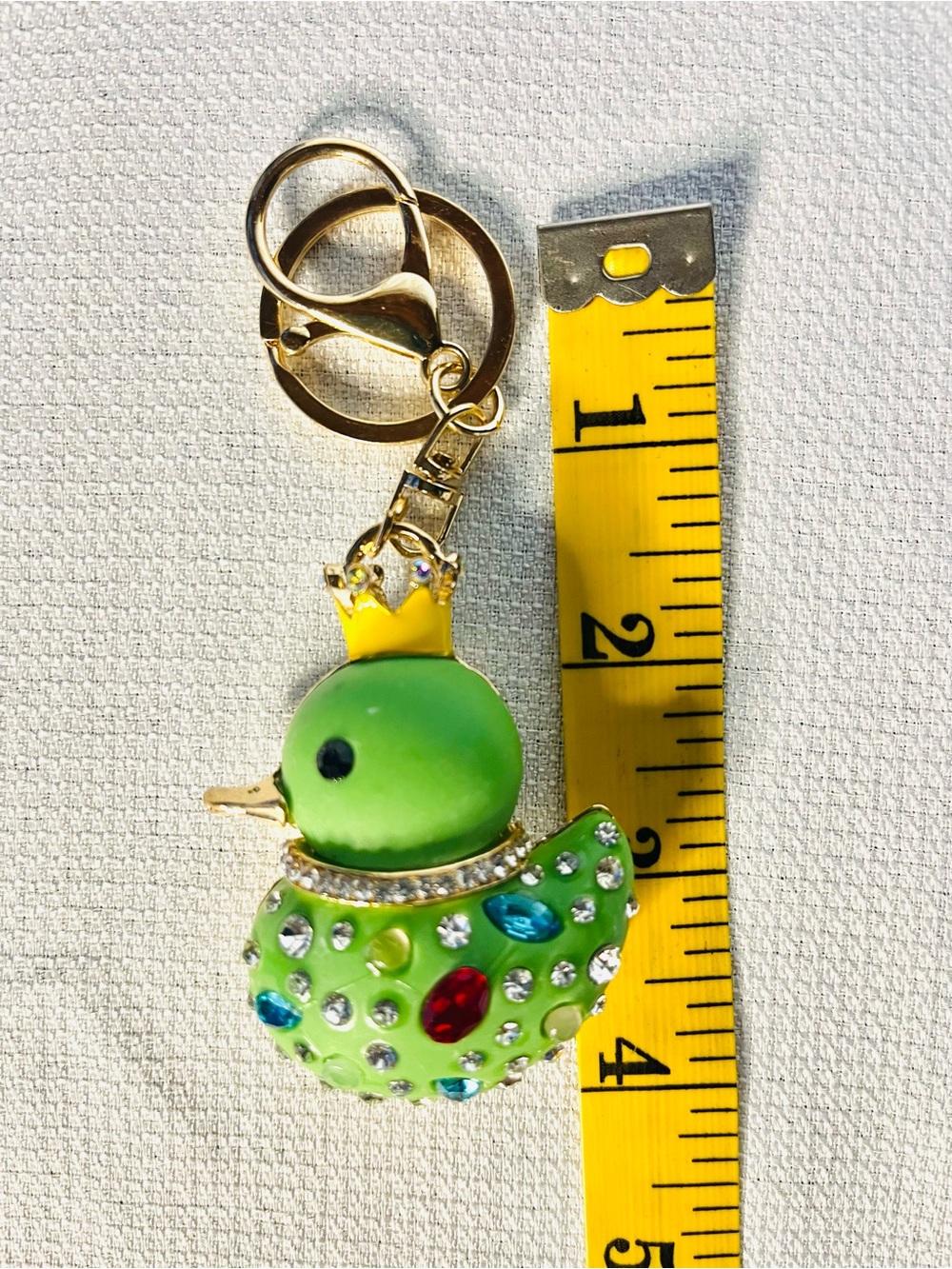 Crowned Duck with Rhinestone Accents Bag Charm Keyring - New - Picture 5 of 5